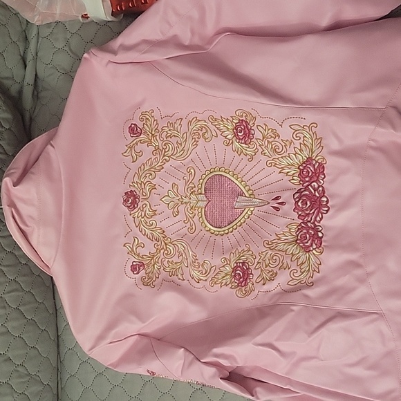 SugarThrillz Pink Embroidered Rhinestone Moto Jacket - Picture 2 of 3